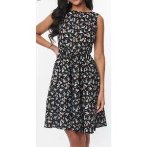 Black Dress With Cute Skeletonized Cats And Dogs